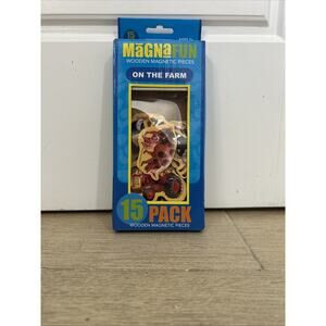 NEW Magna Fun Wooden Magnetic Pieces On The Farm 15 Pack